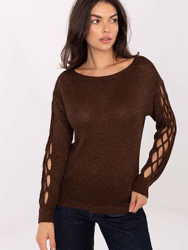 sweter Italy Moda  Elegant women\'s sweater of standard length, made of high-quality viscose with the addition of metallic yarn, which subtly shines and adds a