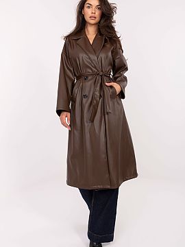 Coat Rue Paris  Women\'s leather coat with a timeless, casual character, perfect as a transitional outerwear for autumn, winter, and spring. Made of high-qu
