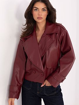 Coat Rue Paris  A short women\'s trench coat made of eco-leather is a modern version of a classic, perfect as a transitional coat for the autumn-winter-spri