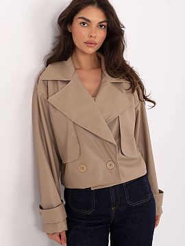 Coat Rue Paris  A short women\'s trench coat made of eco-leather is a modern version of a classic, perfect as a transitional coat for the autumn-winter-spri