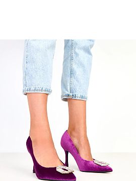 High heels Solea  Elegant high heels made of high-quality fabric, decorated with a spectacular zircon application that catches the eye and adds a luxurious ch