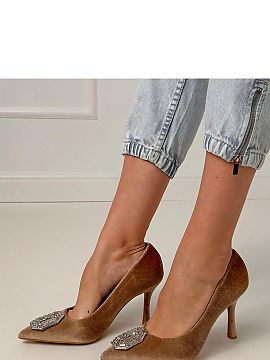 High heels Solea  Elegant high heels made of high-quality fabric, adorned with a striking application of zirconia that catches the eye and adds a luxurious ch