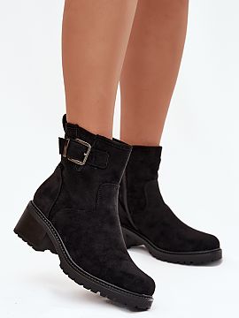 Heeled boots Step in style  Women\'s ankle boots made of eco suede. Set on a stable block heel, they provide a confident step, and the interior lined with soft shoe lin
