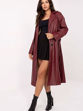 Coat Rue Paris  Women\'s leather coat with a timeless, casual character, perfect as a transitional outerwear for autumn, winter, and spring. Made of high-qu