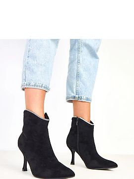 Heeled boots Solea  Elegant women\'s ankle boots made of soft ecological suede leather, which stand out with a subtle yet eye-catching detail, finished with zir