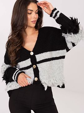 Cardigan Italy Moda  Two-tone women\'s sweater is a fashionable element of casual wardrobe, perfect for everyday outings and various occasions. Made from a blend