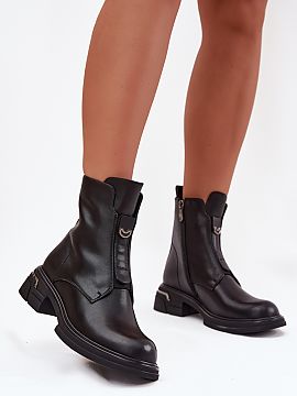 Boots Step in style  Women\'s ankle boots made of high-quality natural leather combine comfort with timeless style. Set on a low block heel, they provide stable 