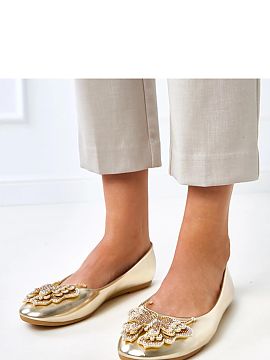 Balerinki Solea  Women\'s ballerina flats with a decorative butterfly with zircons are a charming and elegant model that will add a subtle glow to any outfit