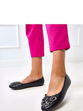 Balerinki Solea  Women\'s ballet flats with a decorative butterfly with zircons are a charming and elegant model that will add a subtle glow to any styling. 