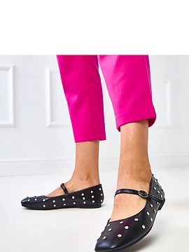 Balerinki Solea  Ballerinas with decorative crystals are an elegant and subtle model that will add shine to any outfit. Made of high quality eco-leather, the