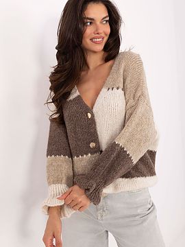 Cardigan Rue Paris  Women\'s striped sweater is a stylish wardrobe piece in a casual atmosphere, perfect for everyday wear and work. Made of a blend of acrylic,