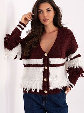 Cardigan Italy Moda  Two-tone women\'s sweater is a fashionable element of casual wardrobe, perfect for everyday outings and various occasions. Made of a blend o