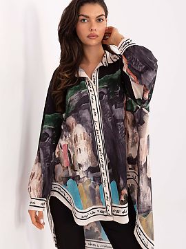 Long sleeve shirt Rue Paris  Women\'s casual shirt, perfect for everyday wear and work. Made from a light and pleasant to the touch blend of viscose and polyester, it gu