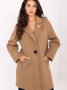 Coat Rue Paris  Elegant women\'s coat made of modern foam material, perfect for the transitional season of autumn, winter, and spring. Made of a blend of po