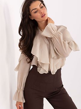 long sleeve shirt Rue Paris  Classic women\'s shirt in an elegant style, perfect for everyday wear, work, and formal occasions. Made of a combination of lyocell and poly