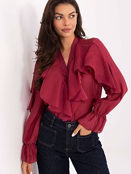 long sleeve shirt Rue Paris  Classic women\'s shirt in an elegant style, perfect for everyday wear, work, and formal occasions. Made of a blend of lyocell and polyester,