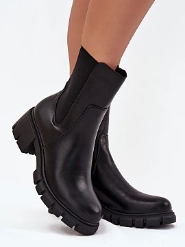 Botki Step in style  Women\'s ankle boots by Jezzi made of high-quality eco leather. Set on a stable block heel, they provide comfort throughout the day. The upp