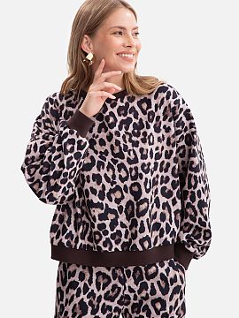 Sweatshirt BeWear  Women\'s sweatshirt made of soft, brushed knit fabric with a print, with a pleasant to the touch structure with delicate hairs. The material