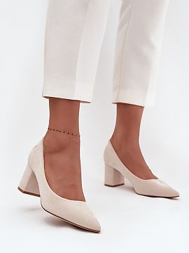 Block heel pumps Step in style  Women\'s pumps made of eco suede are the perfect combination of class and comfort. Made of soft, pleasant to the touch material, they look e