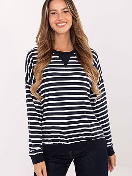 Bluzka Relevance  Casual women\'s striped oversize blouse is a comfortable and fashionable proposition for everyday wear. Made of soft micro modal with elasta