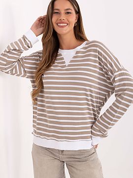 Bluzka Relevance  Casual women\'s striped oversized blouse is a comfortable and fashionable option for everyday wear. Made of soft micro modal with added elas