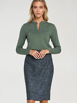 Blouse Nife  Stylish women\'s blouse with a fitted cut that emphasizes the silhouette. Made of elastic material with spandex, which ensures comfort and f