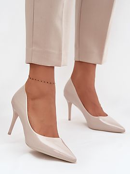 High heels Step in style  Women\'s elegant stilettos made of patent eco-leather are a timeless model that will complement a woman\'s wardrobe perfectly. The shiny fin