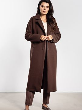 Coat awama  An elegant women\'s coat with a simple, minimalist design is a must-have in the autumn-winter wardrobe. The midi length and classic lapels g
