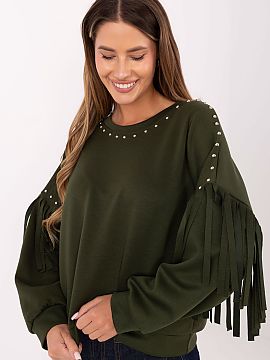 sweatshirt Rue Paris  Women\'s casual sweatshirt in a smooth version is a stylish proposal for everyday wear. Made of a soft blend of viscose and polyester, it pr