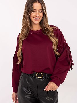 sweatshirt Rue Paris  Women\'s casual sweatshirt in a smooth version is a stylish proposal for everyday wear. Made of a soft blend of viscose and polyester, it pr