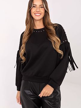 sweatshirt Rue Paris  Women\'s casual blouse in a smooth version is a stylish proposition for everyday wear. Made of a soft blend of viscose and polyester, it ens