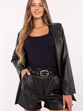 Shorts Rue Paris  Elegant leather women\'s shorts are a stylish proposal for women who value comfort and a fashionable look. Made of a high-quality blend of p