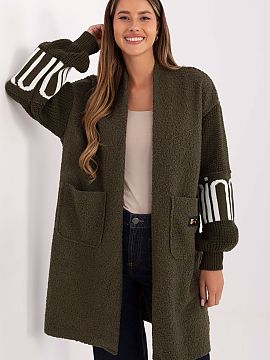 Cardigan Factory Price  This women\'s boucle throw-on cardigan is the perfect choice for everyday stylizations. Made of soft polyester with a textured material (bou