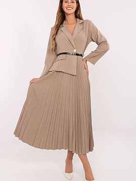 day dress Italy Moda  An elegant maxi dress with a flared silhouette, perfect for both work and formal occasions. The top in a sailor style with a classic collar 