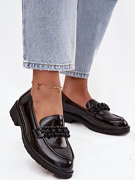 Mocassin Step in style  Women\'s loafers by S.Barski are a stylish proposal that combines elegance with comfort. Made of patent eco leather, they look chic and attr