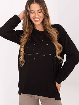 sweatshirt Relevance  Stylish women\'s sweatshirt in casual style is a perfect choice for everyday wear. Made of high-quality cotton with added elastane, it is so