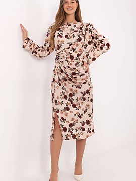 day dress Rue Paris  An elegant midi dress with a simple, classic cut is the perfect choice for many occasions, such as work, formal meetings, or everyday outing