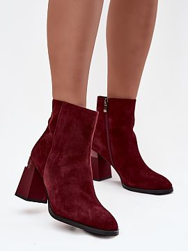 Heel boots Step in style  Women\'s ankle boots made of natural suede are a proposal that combines classic elegance with everyday comfort. Made of high-quality materia