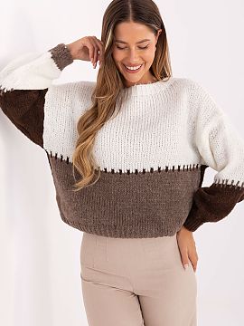 Jumper Rue Paris  Women\'s striped sweater is a universal model in a casual style, perfect for everyday outings and social gatherings. Made of a blend of poly