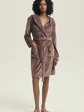 Bathrobe Henderson  Soft and cozy women\'s bathrobe with a loose, comfortable cut, perfect for home relaxation. Made of pleasant to the touch fabric with an emb