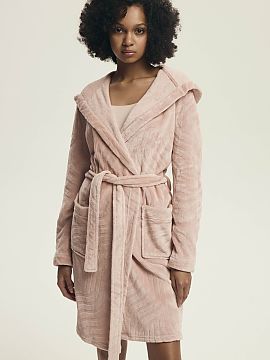 Bathrobe Henderson  Soft and cozy women\'s bathrobe with a loose, comfortable cut, perfect for home relaxation. Made of pleasant to the touch fabric with an emb