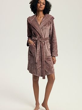 Bathrobe Henderson  Soft and cozy women\'s bathrobe with a loose, comfortable cut, perfect for everyday use and as homewear. Made of fabric with embossed patter