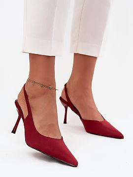 High heels Step in style  Stylish women\'s high heels made of high-quality textile material are the quintessence of female elegance. The model with an open heel subtl