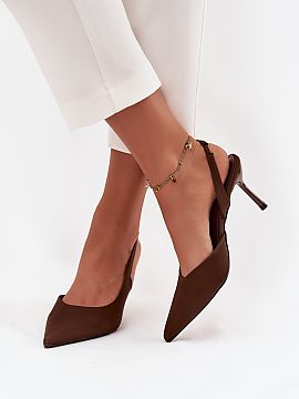 High heels Step in style  Stylish women\'s high heels made of high-quality textile material are the quintessence of feminine elegance. The model with an open heel sub