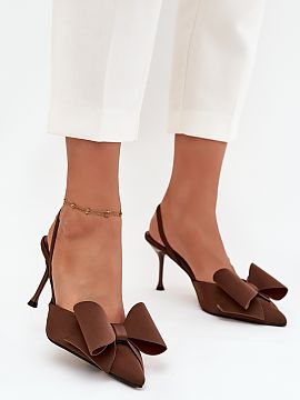 High heels Step in style  Elegant women\'s high heels with an open heel are a perfect choice for women who want to combine style with comfort. Made of textile materia
