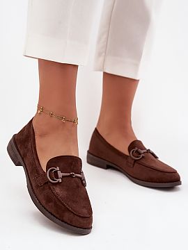 Mocassin Step in style  Women\'s moccasins made of eco suede are a classic proposal in an elegant edition. Set on a flat heel, they provide comfort during everyday 