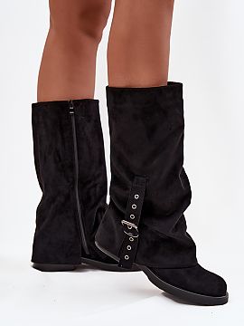 Kozaki Step in style  Stylish women\'s boots made of eco suede are a perfect combination of comfort and fashionable look. Made of soft, pleasant to the touch mate