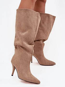 Heel boots Step in style  Stylish women\'s boots made of soft eco suede are a perfect choice for cooler days. The loose shaft gives them a casual, fashionable charact