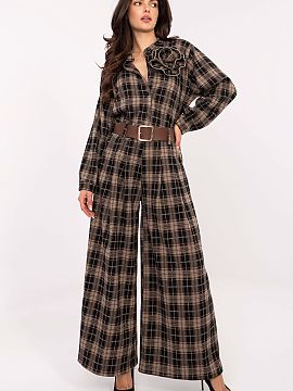 Women's pants Italy Moda  Modern and comfortable women\'s flannel palazzo pants with a casual character, perfect for everyday styling. Made of high-quality polyester,