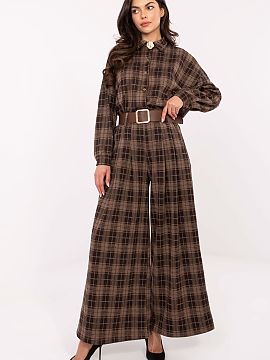 Women's pants Italy Moda  Modern and comfortable women\'s flannel palazzo pants with a casual character, ideal for everyday styling. Made of high-quality polyester, v